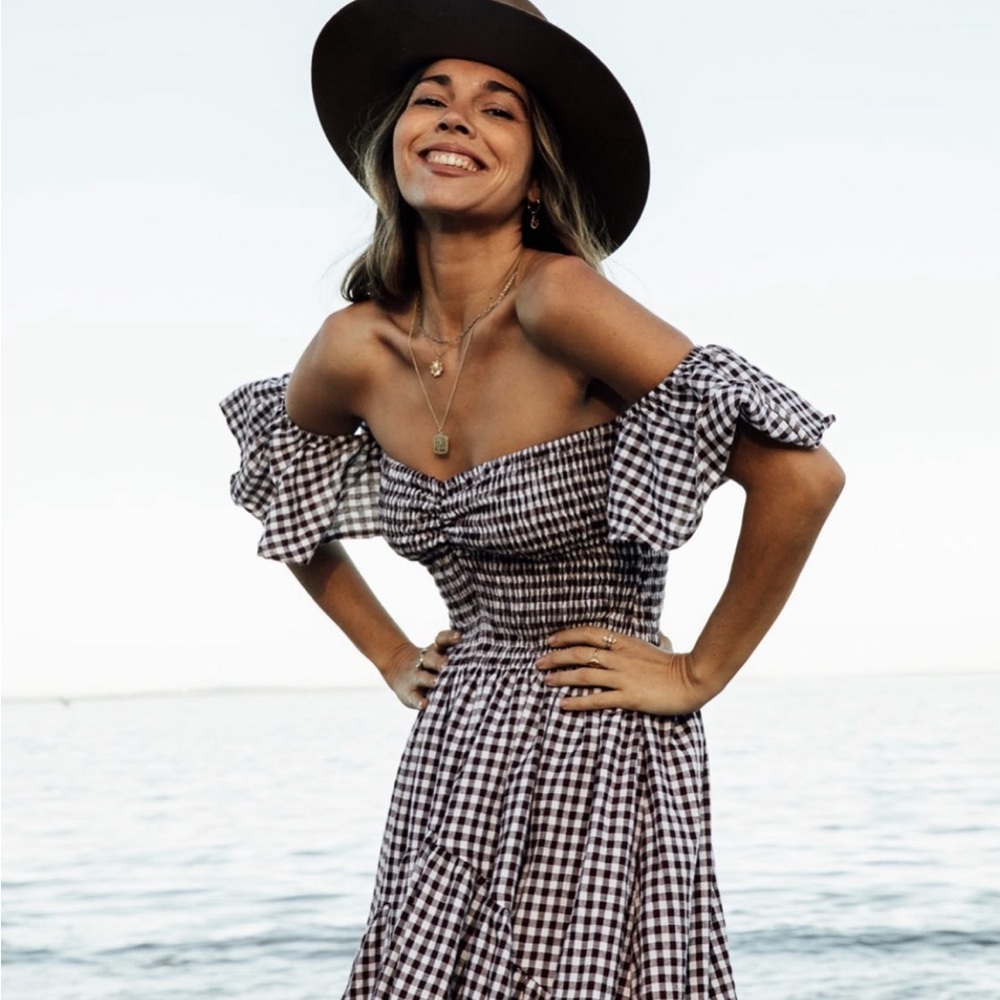 Barefoot Blonde Collections Eva Brown Check Dress